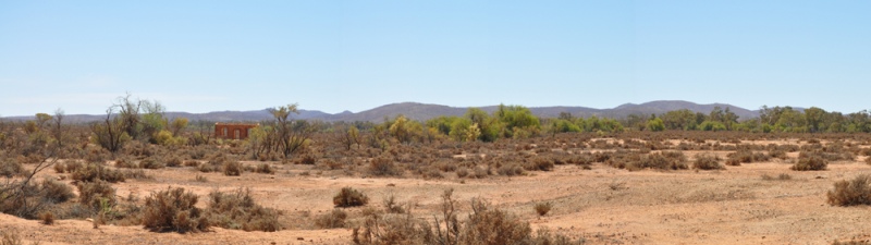 The Barrier Range with a Remnant Silverton Building in foreground