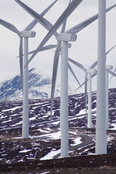 Wind turbines on mountain