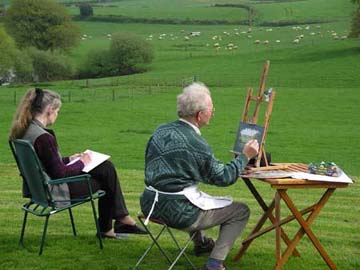 two artists at work